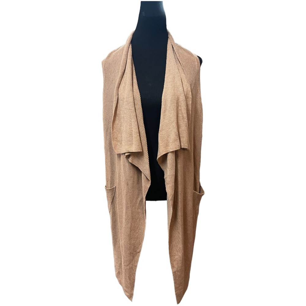 SOCIETY 8 Knit Vest Waterfall Front Tan Size Small